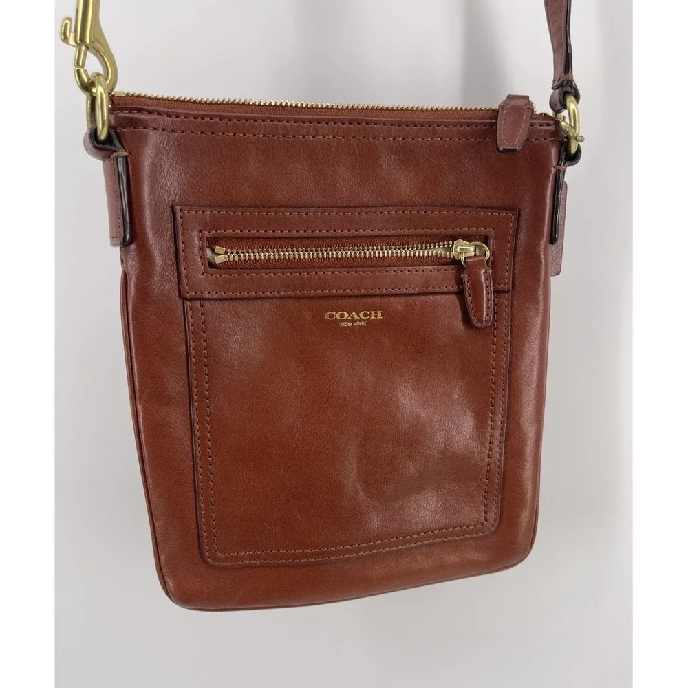 Coach Legacy Cognac Leather Crossbody Bag Purse Brass Hardware Women's
